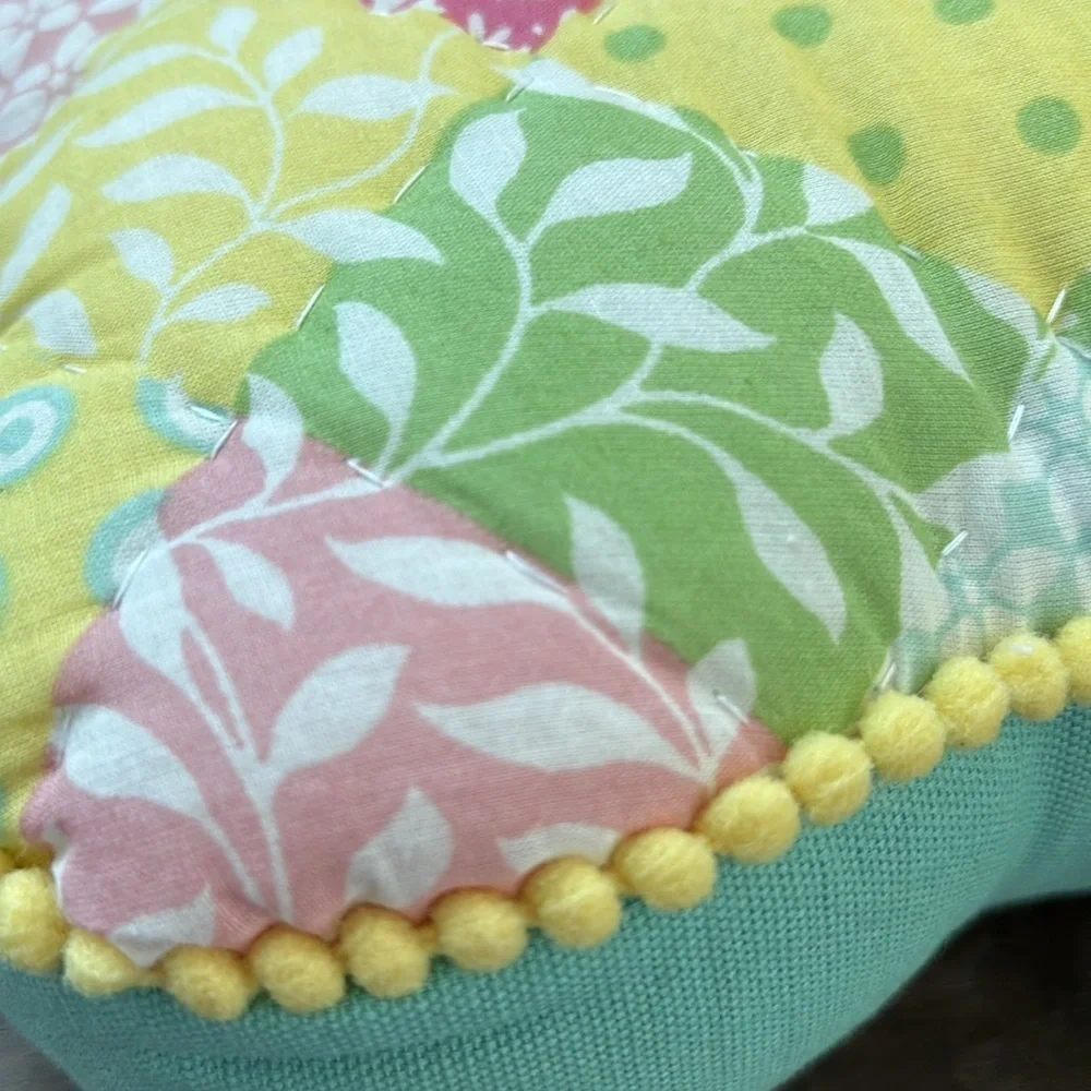 Bunny Shape Pastel Quilted Pom Pom trim throw decor pillow,Easter,Spring,rabbit